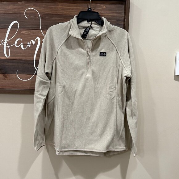 MOUNTAIN HARDWEAR MICROCHILL 1/4 ZIP PULLOVER WOMEN'S LARGE Fleece Warm Beige - Picture 2 of 7